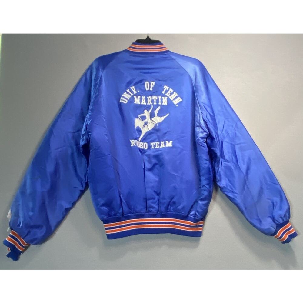 Vintage University Of Tenn Martin Rodeo Team Cowboys Jacket Large Satin Varsity